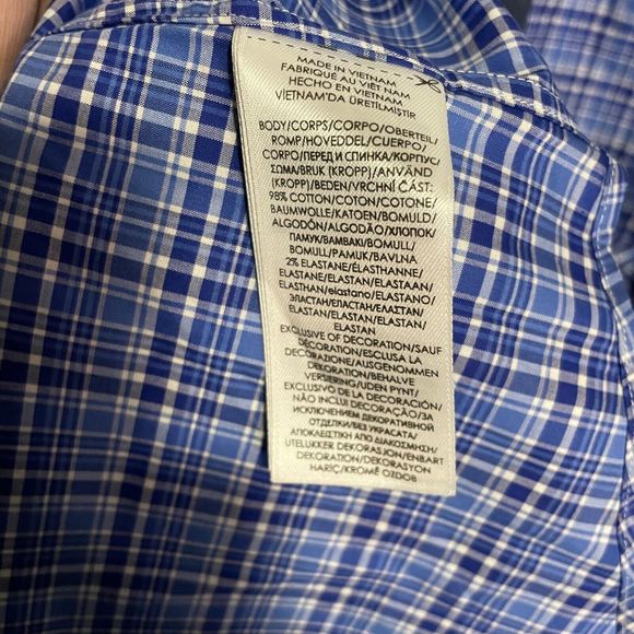 Ralph Lauren Performance Shirt Mens 2XL XXL Blue Plaid Stretch Pony Slim Fit - Picture 6 of 9
